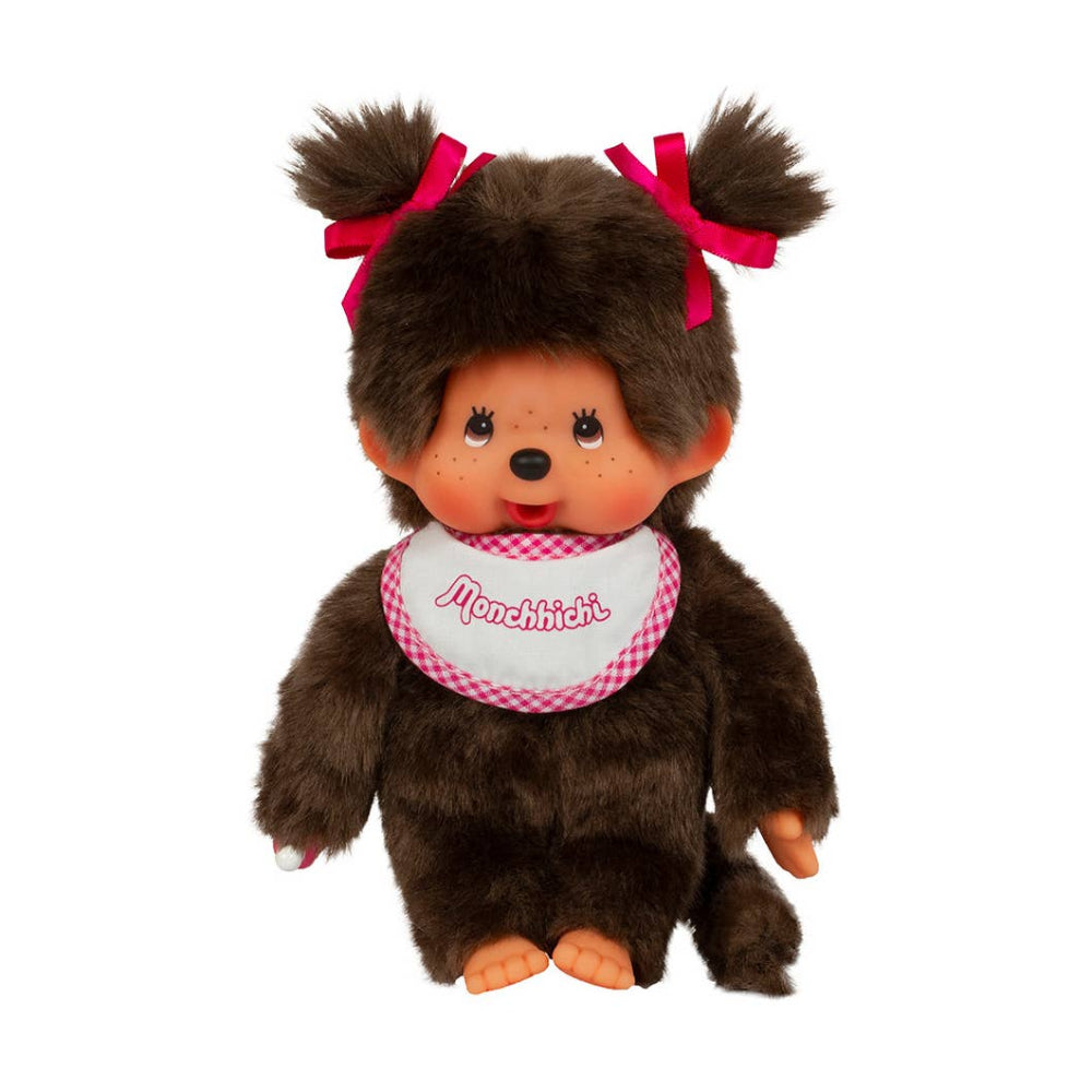 Monchhichi 20cm Pig Tail Girl White Bib
