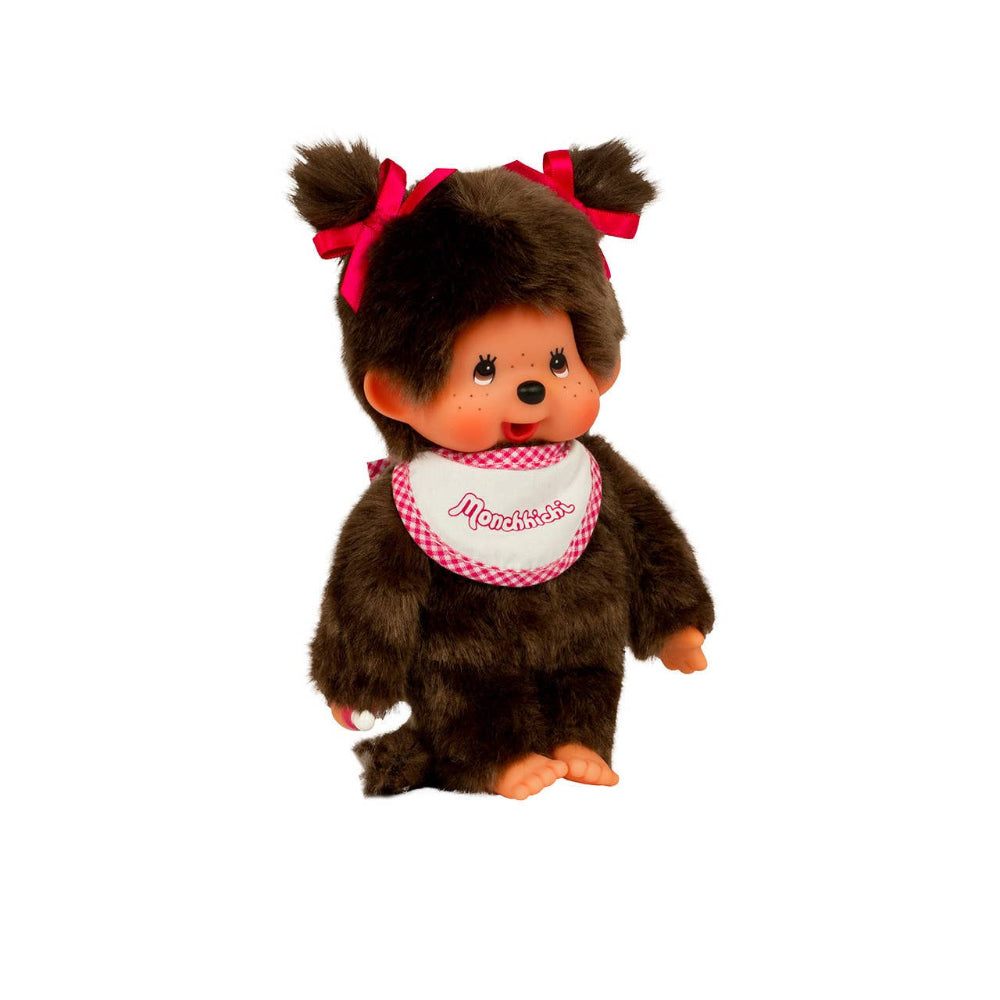 Monchhichi 20cm Pig Tail Girl White Bib