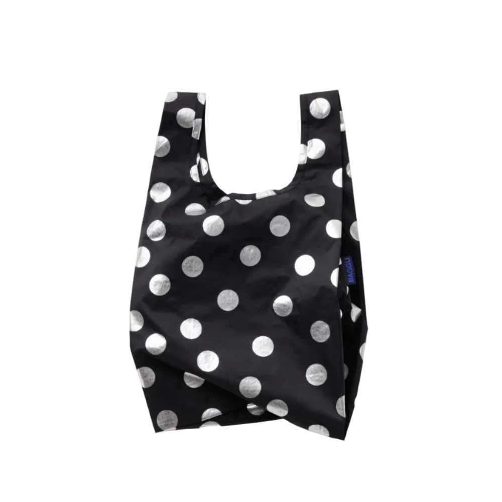 Baggu Baby Reusable Bag Silver Metallic Polka Dot