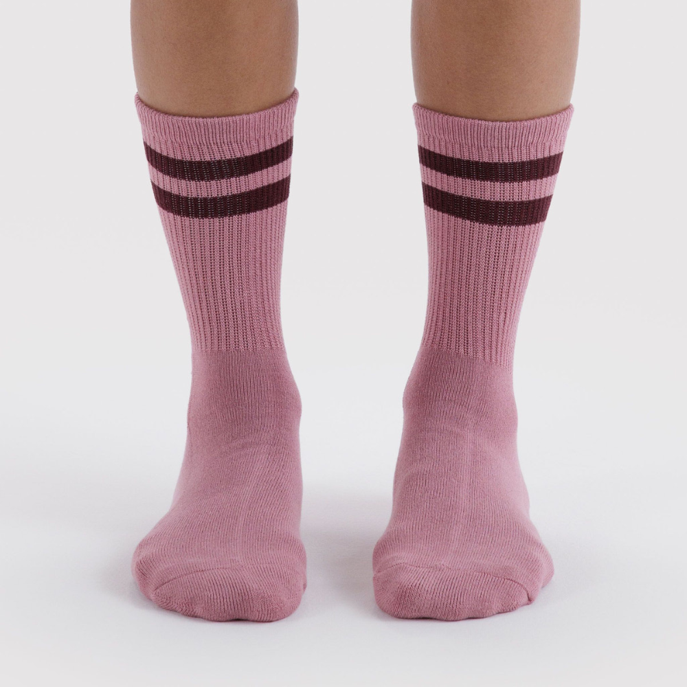 Baggu Ribbed Socks Wild Plum Stripe