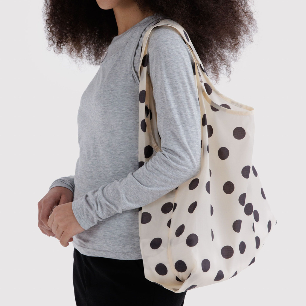 Baggu Standard Reusable Bag Cream and Black Polka Dot
