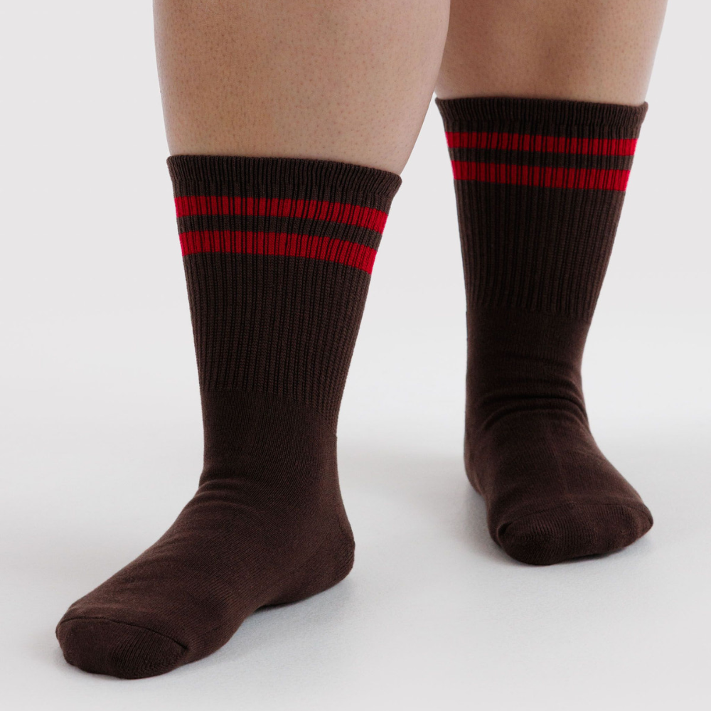Baggu Ribbed Socks Coffee Stripe