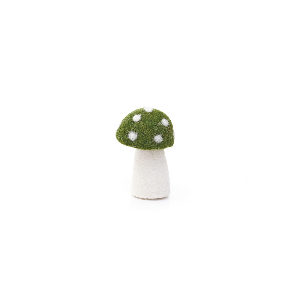 Muskhane 100% Felt Mushroom Dotty Small 8cm Olive