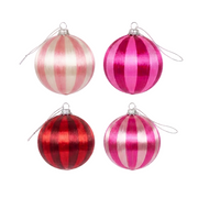 Holly & Ivy Christmas Silk Baubles Pink Joy Pack of 4