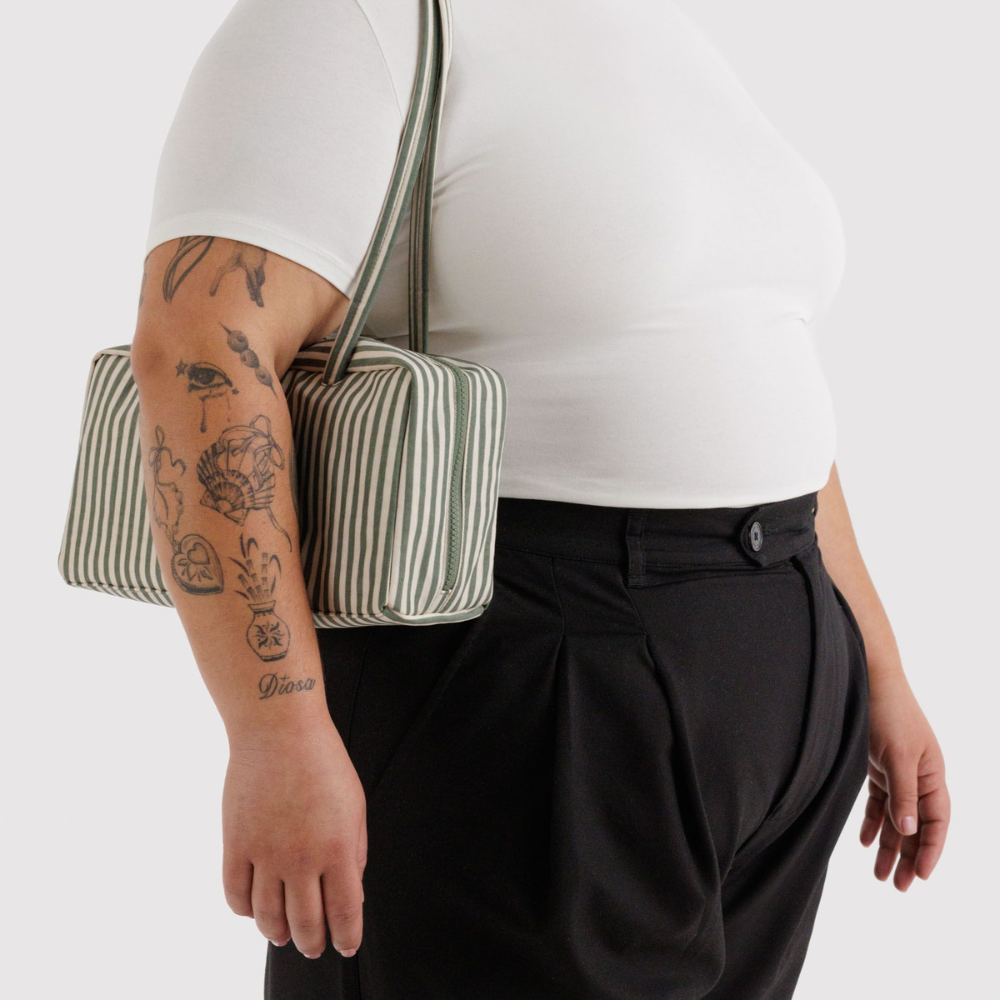 Baggu Nylon Bowler Bag Sage Stripe