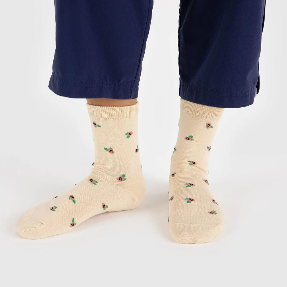 Baggu Crew Socks Cream Rosette