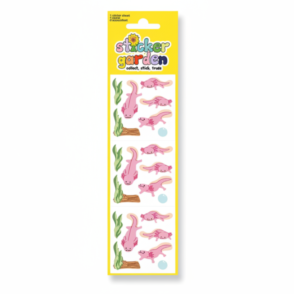 Sticker Garden Sheet Glossy Axolotl Funny Creatures