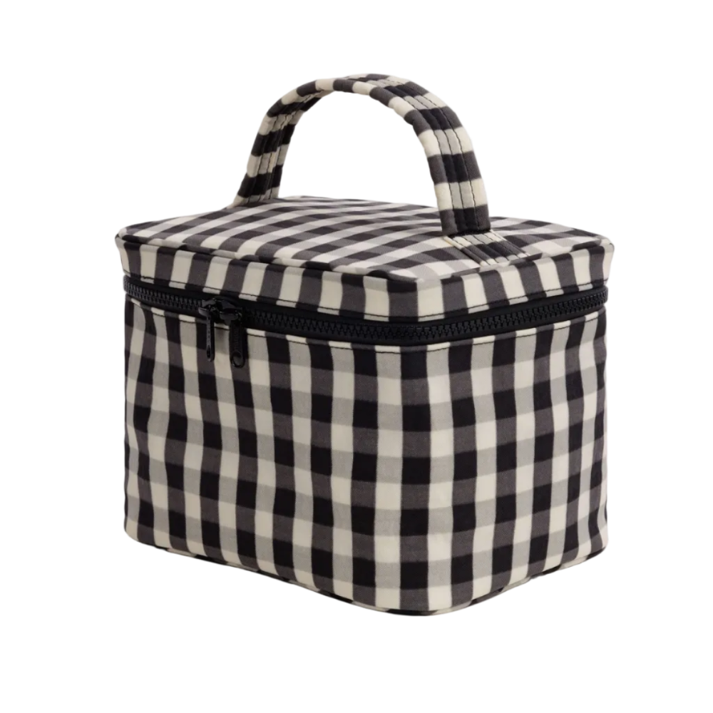 Baggu Large Cosmetic Case Black and Cream Gingham