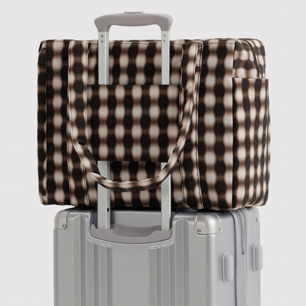 Baggu Small Cloud Carry-On Bag  Blurred Gingham Brown