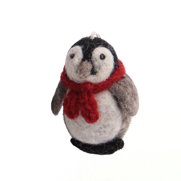 En Gry & Sif Fair Trade Felt Christmas Decoration Penguin with Scarf