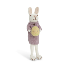 En Gry & Sif Fair Trade Felt Big Bunny Purple Dress and Yellow Egg