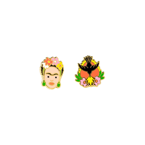 Yellow Owl Stud Earrings Frida Kahlo Milagro