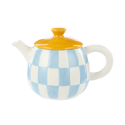 Emporium Check Teapot 700ml Blue Orange