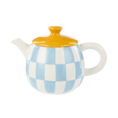 Emporium Check Teapot 700ml Blue Orange