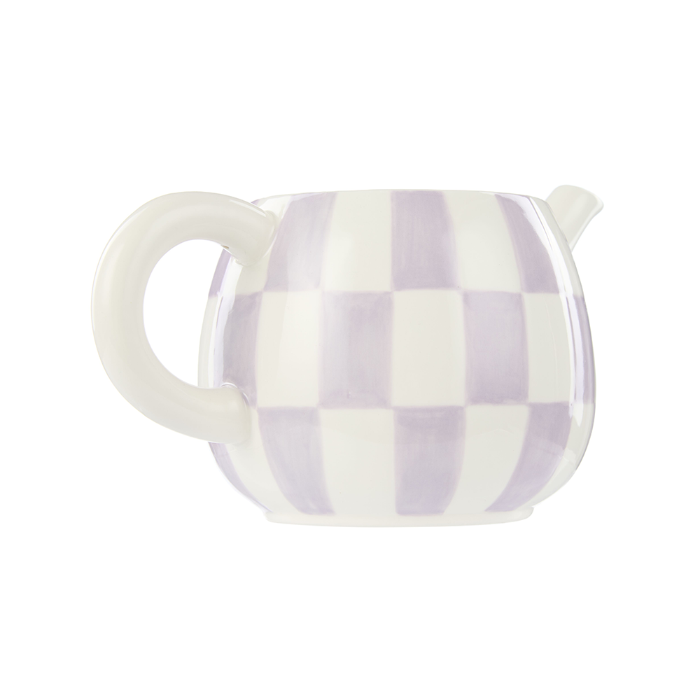 Emporium Check Teapot 700ml Lilac Navy
