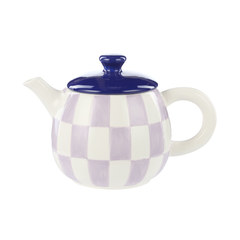 Emporium Check Teapot 700ml Lilac Navy