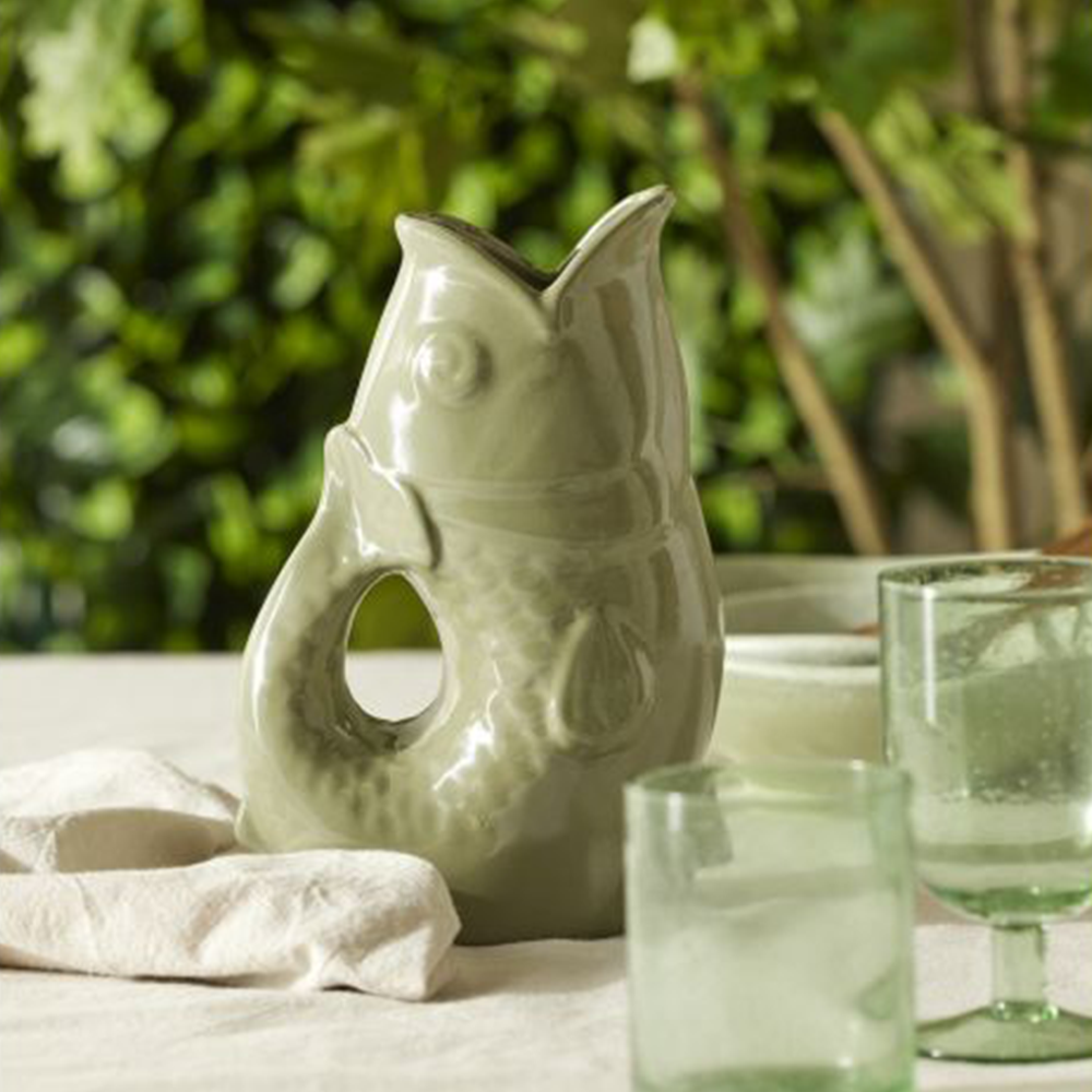 Emporium Ceramic Fish Hydra Vase Green