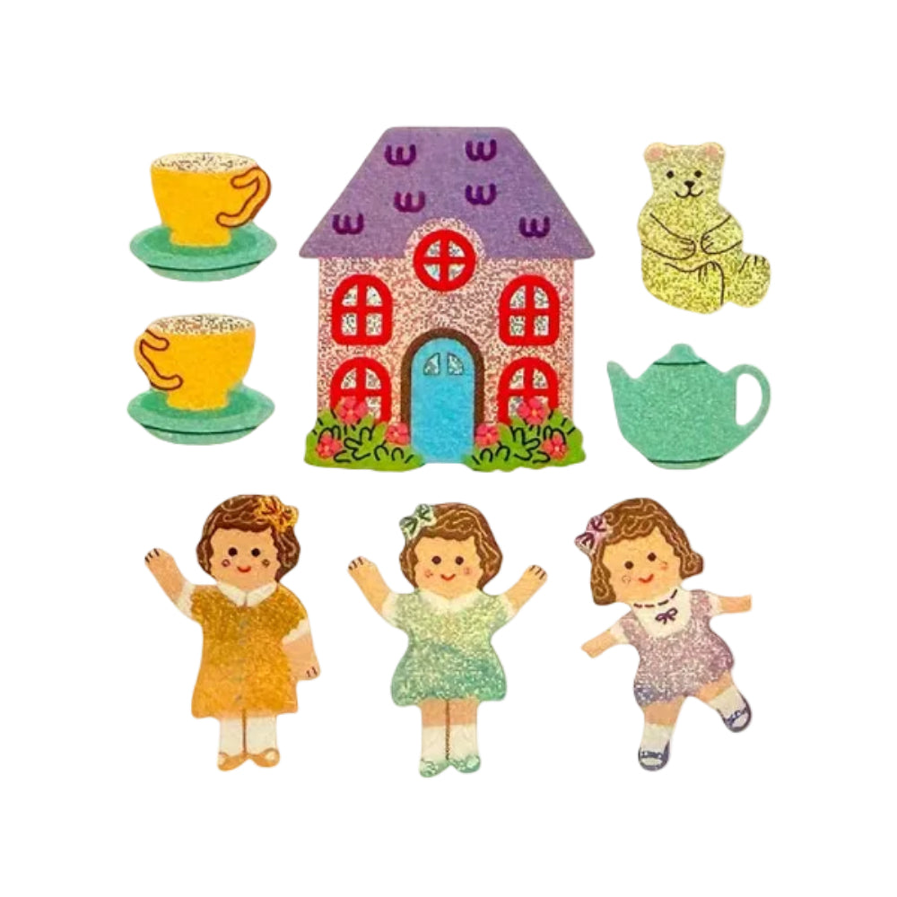 Sticker Garden Sheet Glitter Dolls Spring