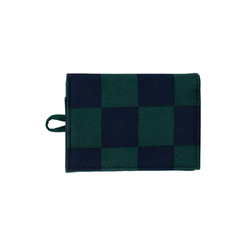 Baggu Snap Wallet Navy Green Check