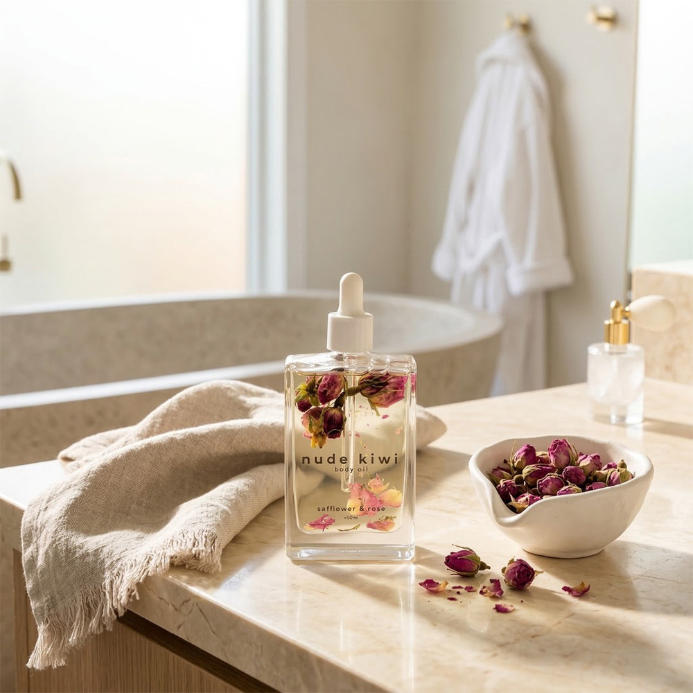 Nude Kiwi Body Oil Safflower and Rose