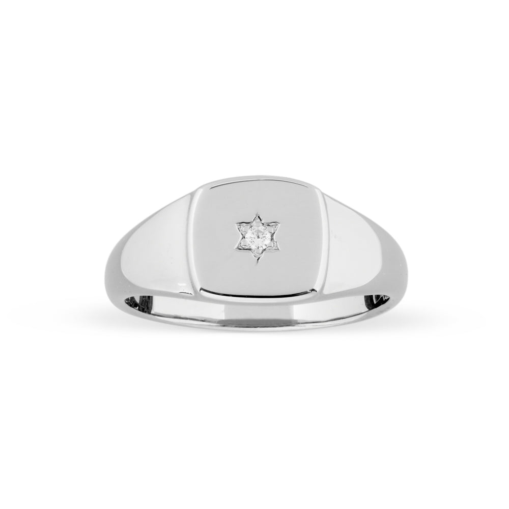 Iko Iko Ring Signet with Star CZs Silver