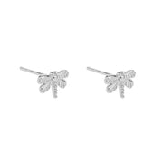 Silver little dragonfly stud earrings
