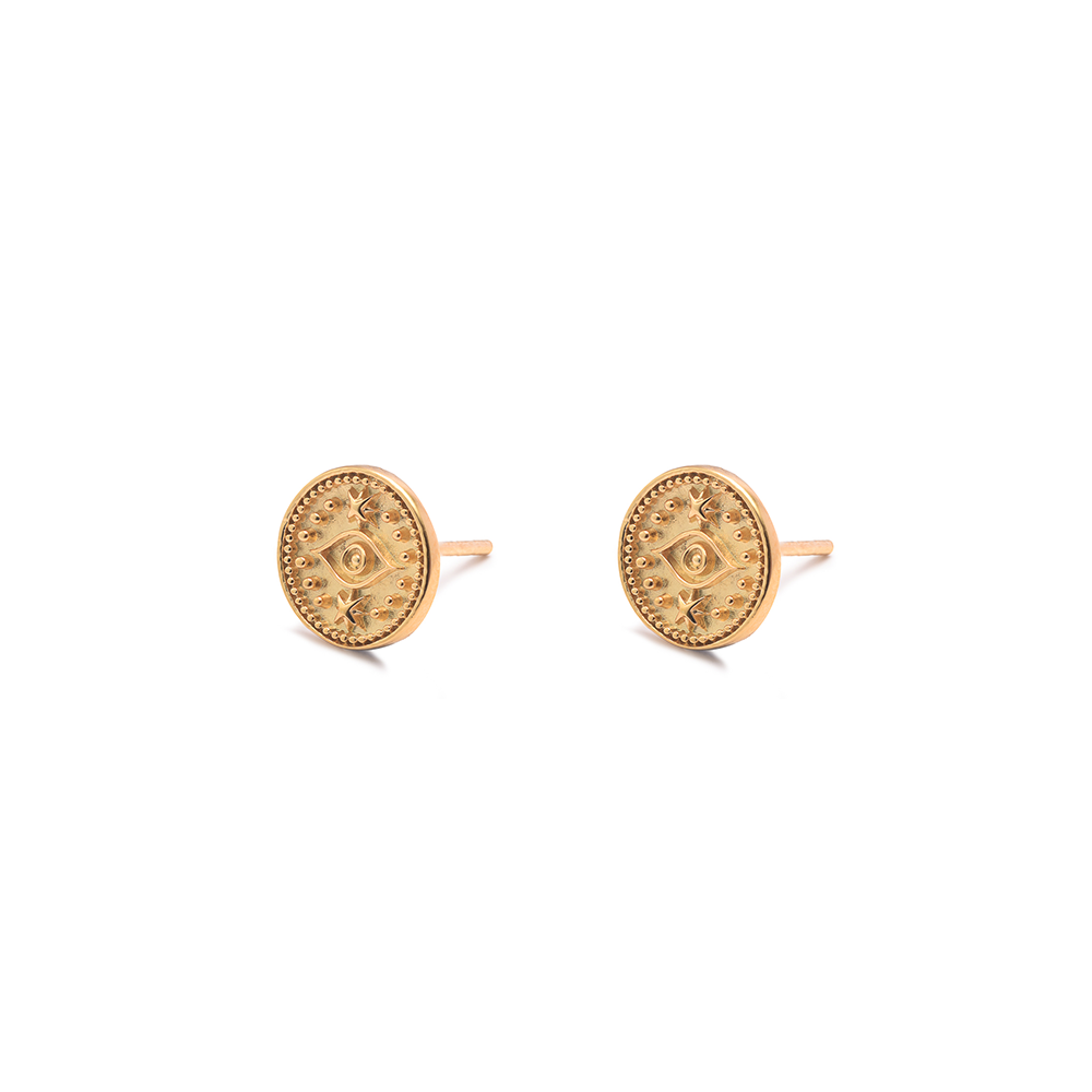 Iko Iko Studs Abstract Eye on Disc Gold