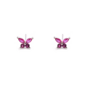 Iko Iko Studs Butterfly Czs  Pink Silver
