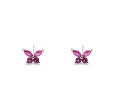 Iko Iko Studs Butterfly Czs  Pink Silver