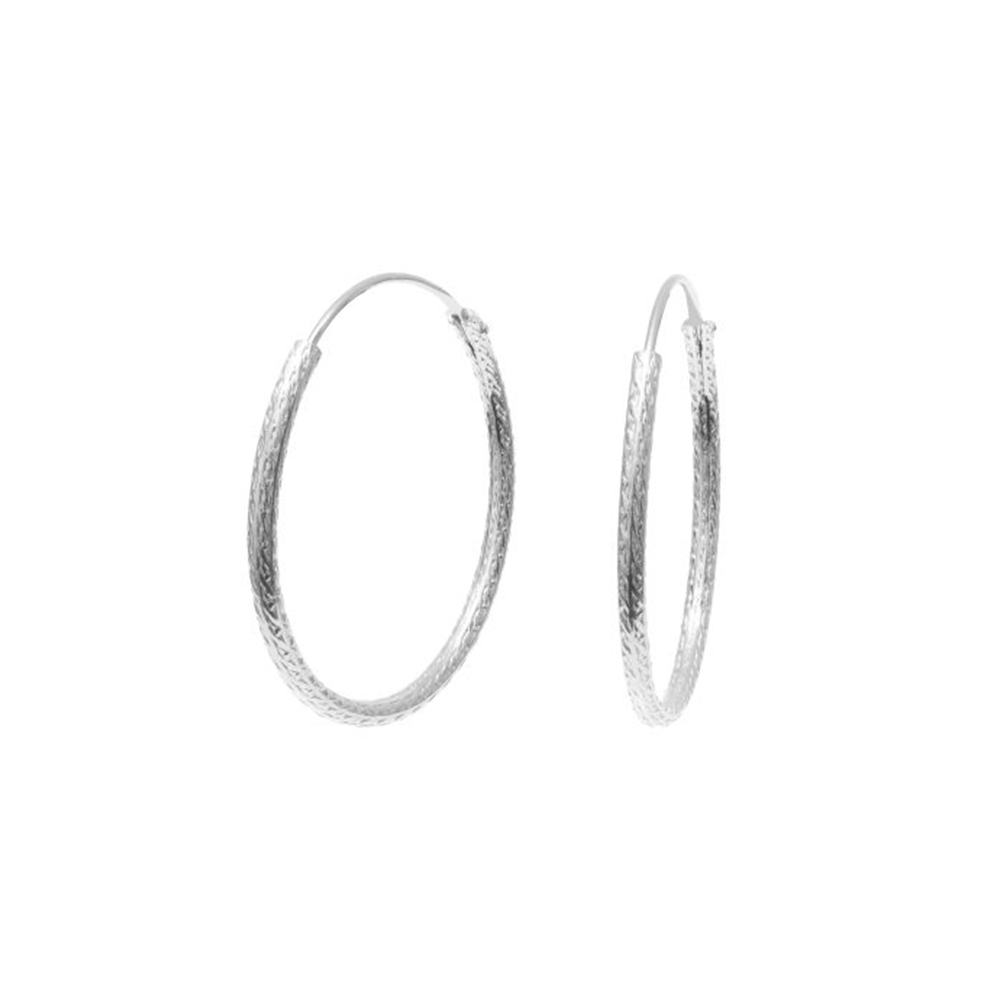 Iko Iko Earrings Diamond Etched Hoops Silver