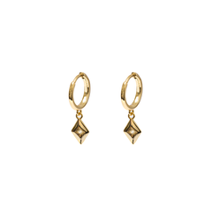 Iko Iko Earrings Mini Hoop Clear CZ Starburst Dangling Diamond Gold