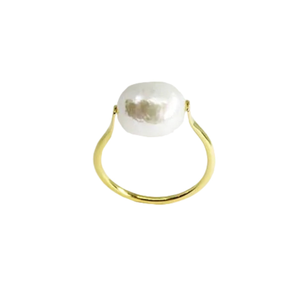Iko Iko Ring Long Pearl Gold