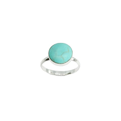Iko Iko Ring Round Solitaire Turquoise Silver