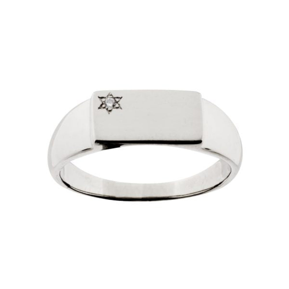 Iko Iko Ring Chunky Signet with Star CZs Silver