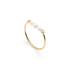 Iko Iko Ring Fine Pearl Trio Gold