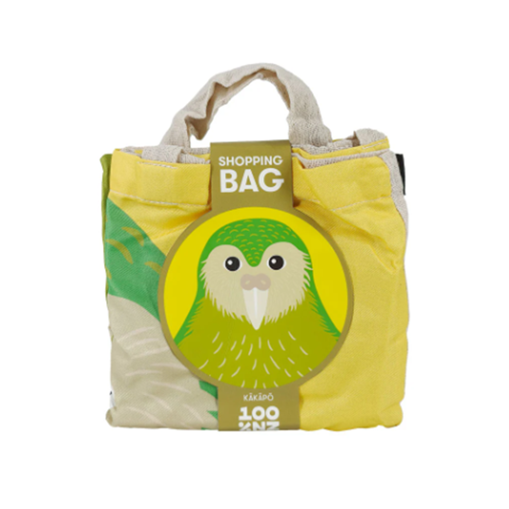 100% NZ Shopping Bag Bright Kākāpō