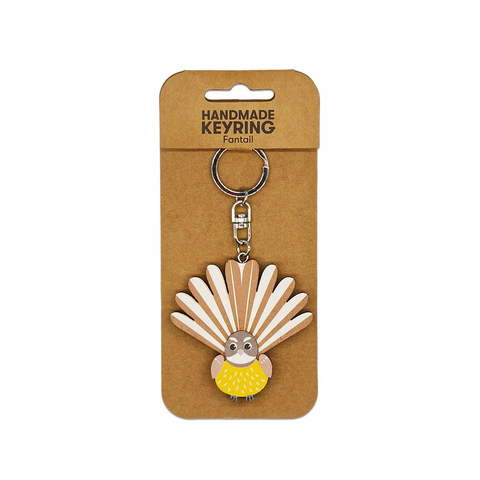 100% NZ Wooden Keyring Pīwakawaka