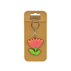 100% NZ Wooden Keyring Pōhutukawa