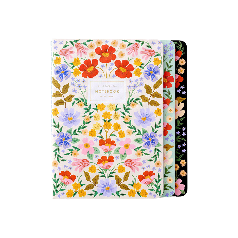 Rifle Paper Co Pack of 3 Stitched Notebooks Ruled Large Bramble