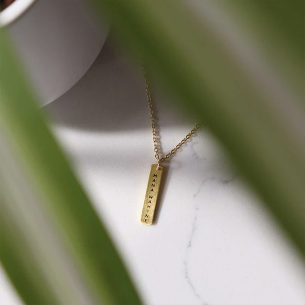 Little Taonga Necklace Te Reo Mana Wahine Gold