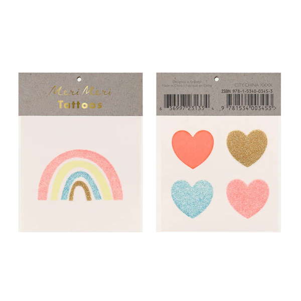 Meri Meri Tattoos Glitter Rainbow & Hearts