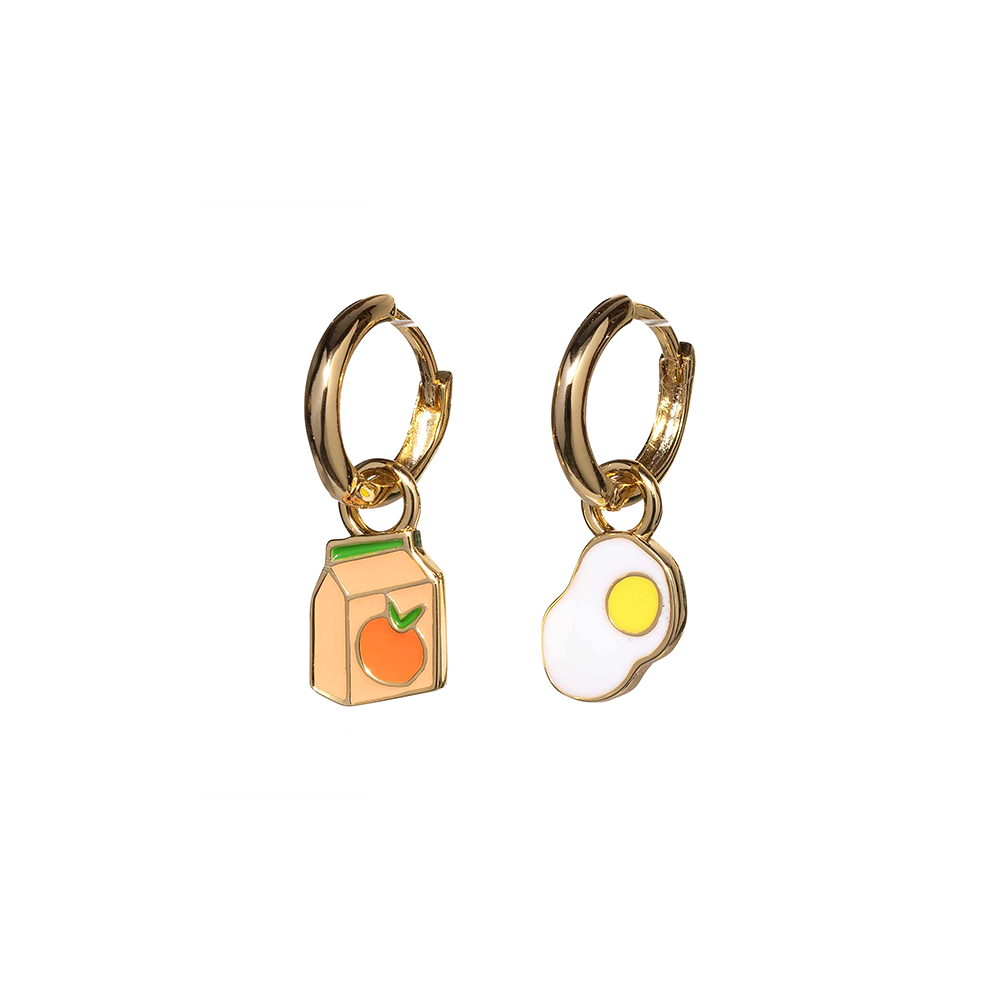 Yellow Owl Hoop Earrings OJ and Egg