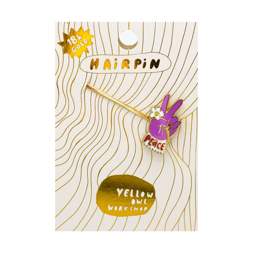 Yellow Owl Hair Pin Peace