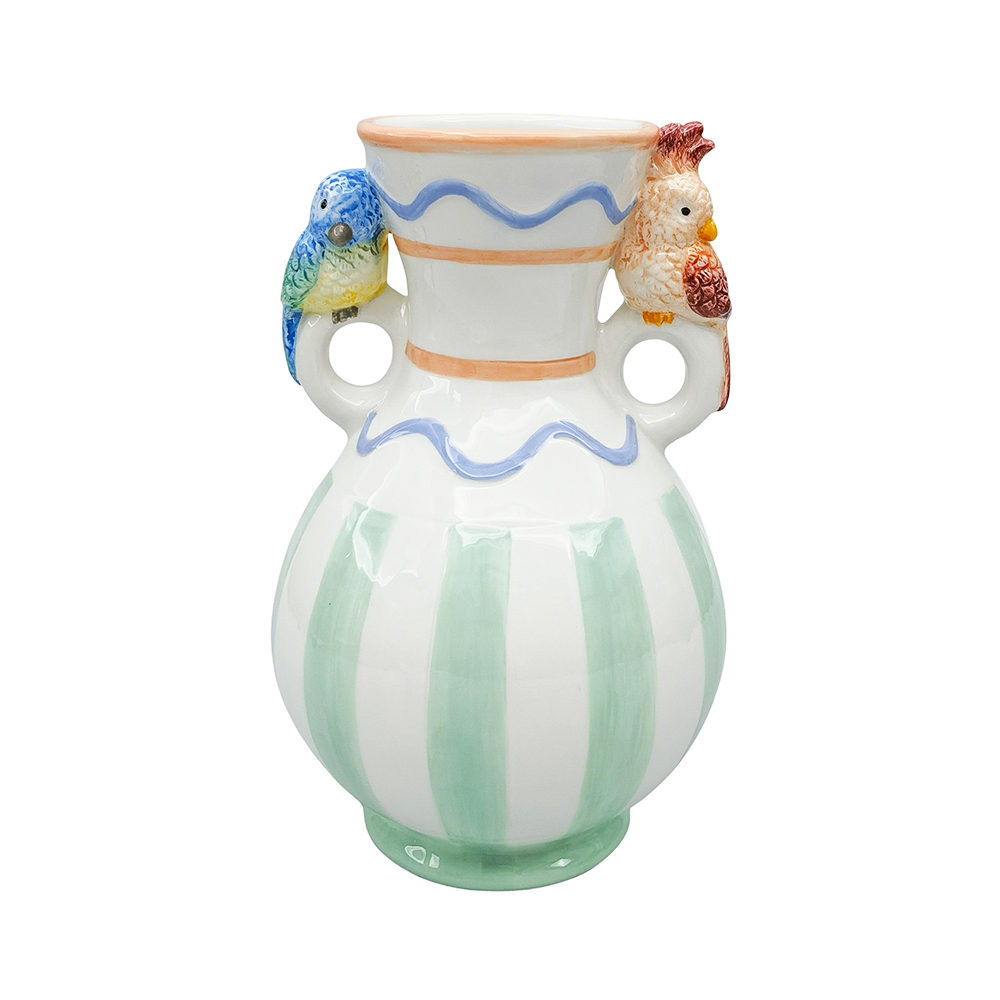 Ceramic Perdy Parrot Vase Green