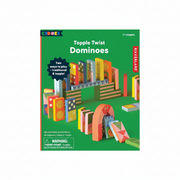 Topple Twist Dominoes game packaging by KidKari on a green background