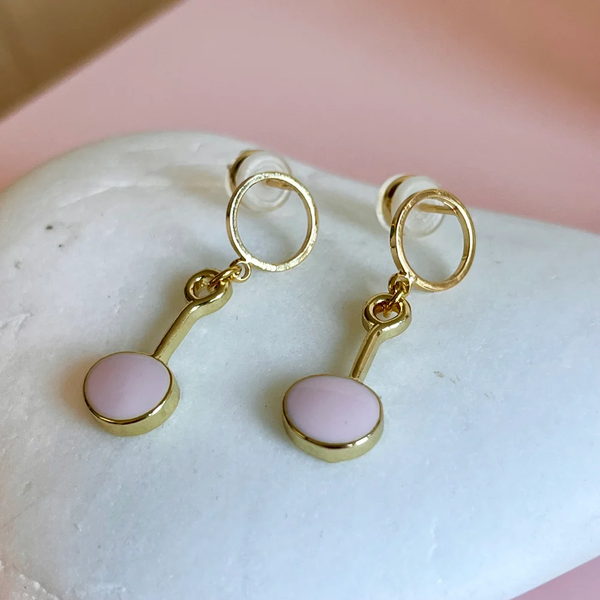 Penny Foggo Earrings Circle Drops Pink Gold