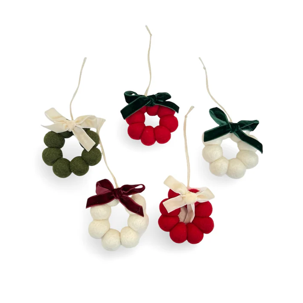 Christmas Decoration Felt Mini Wreath Assorted