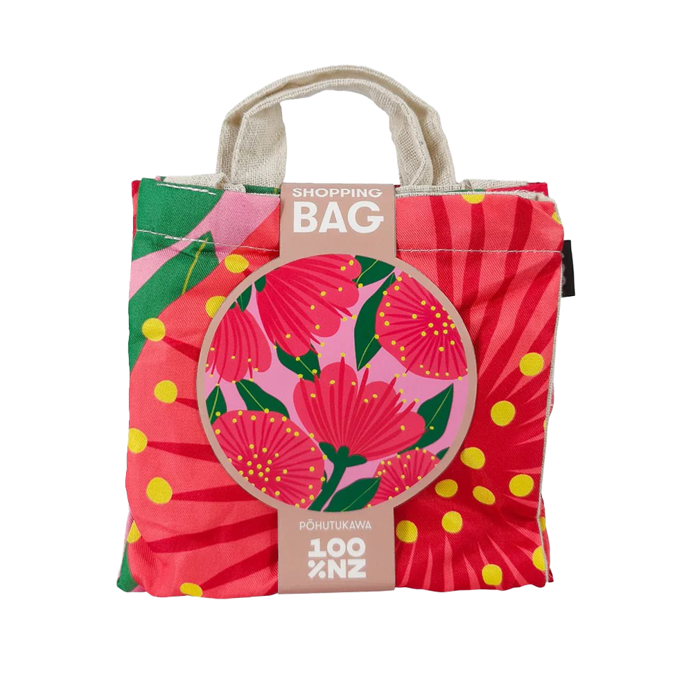 100% NZ Shopping Bag Bright Botanical Pink Pōhutukawa