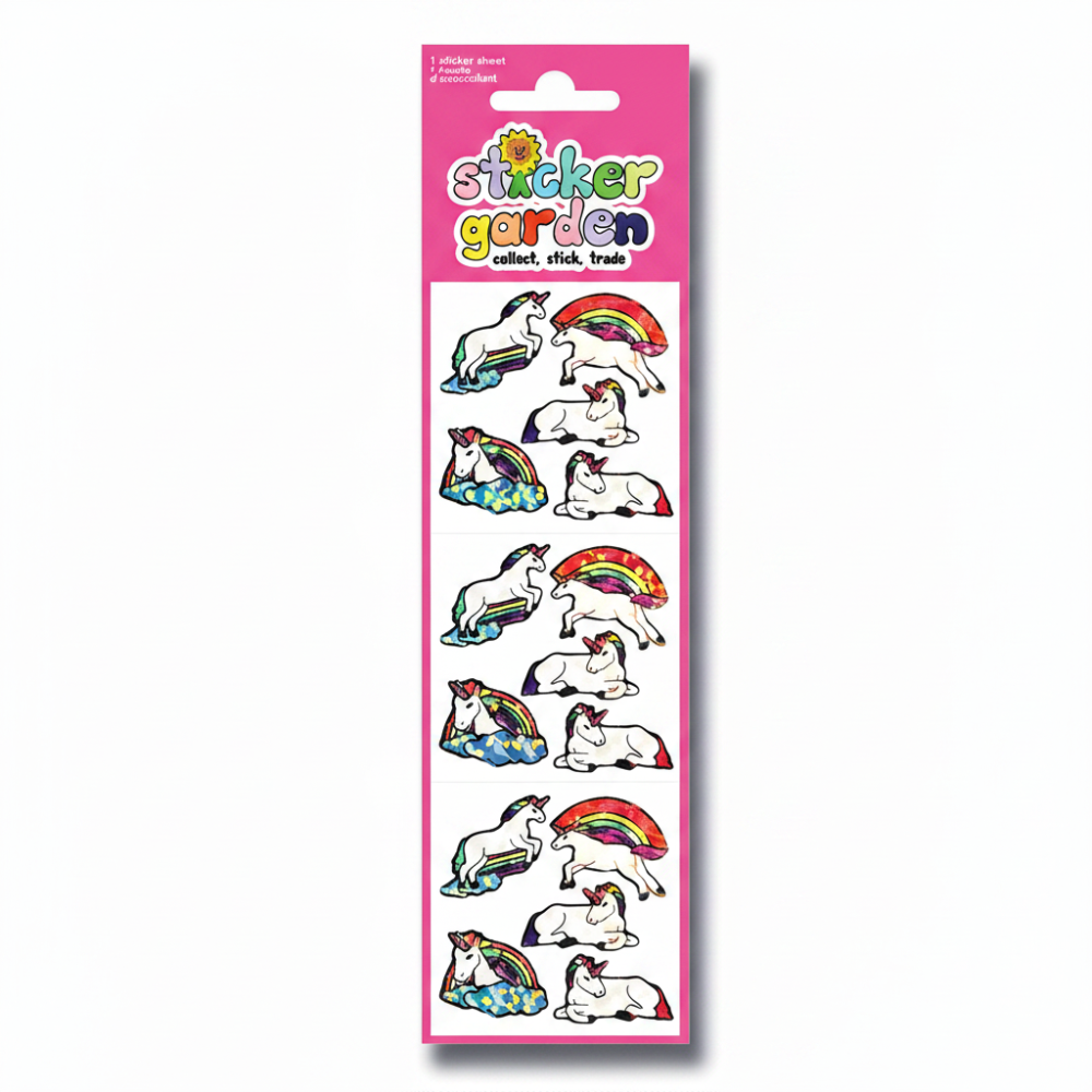 Sticker Garden Sheet Prism Rainbow Unicorn