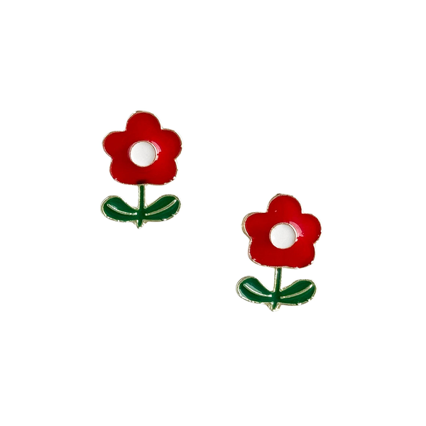 Daisy Plant Stud Flower Red